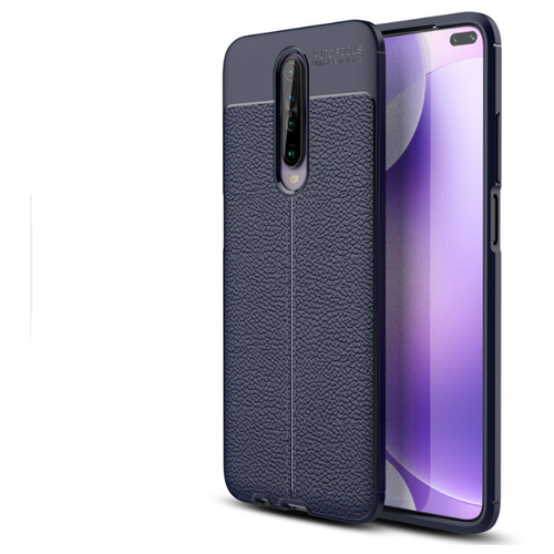 фото Чехол mypads для redmi k30 из качественного износостойкого силикона с декоративным дизайном под кожу с тиснением синий