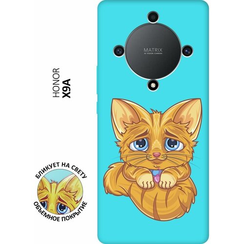 Матовый чехол Sad Cat для Honor X9a / Magic5 Lite / Хонор Х9А / Мэджик 5 Лайт с 3D эффектом мятный матовый чехол love charger w для honor x9a magic5 lite хонор х9а мэджик 5 лайт с 3d эффектом черный