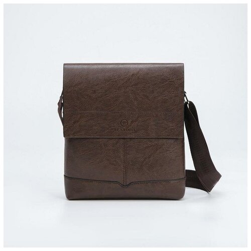 фото Планшет мужской, отдел на молнии, наружный карман, длинный ремень, цвет коричневый textura