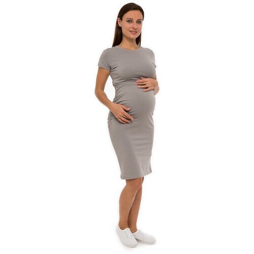 Платье Lunarable для беременных с коротким рукавом светло-серый, размер 50(XL)