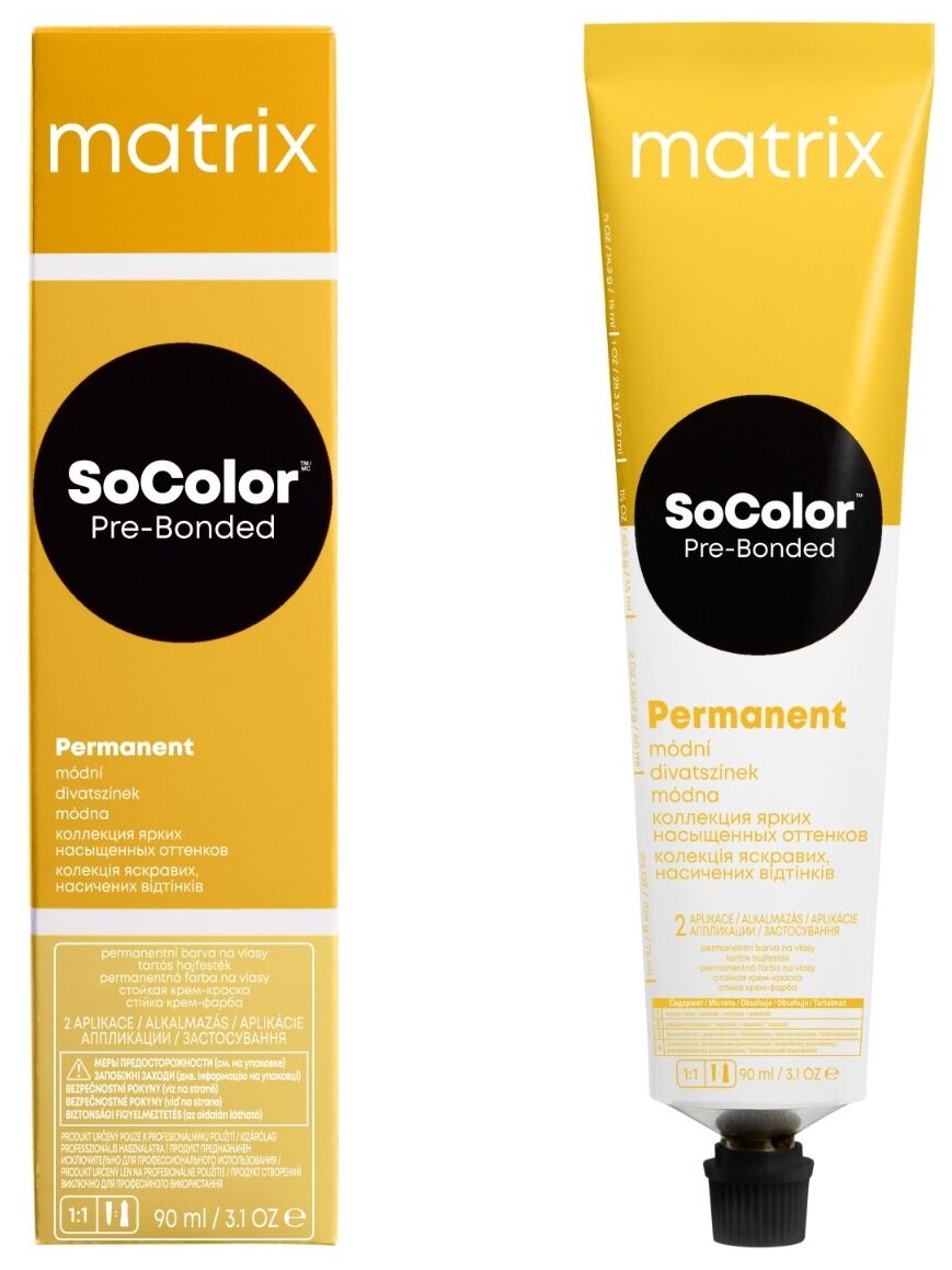 Перманентный краситель MATRIX SoColor Pre-Bonded коллекция ярких насыщенных оттенков, 90 мл 4AA Шатен глубокий пепельный - 4.11 - фотография № 1