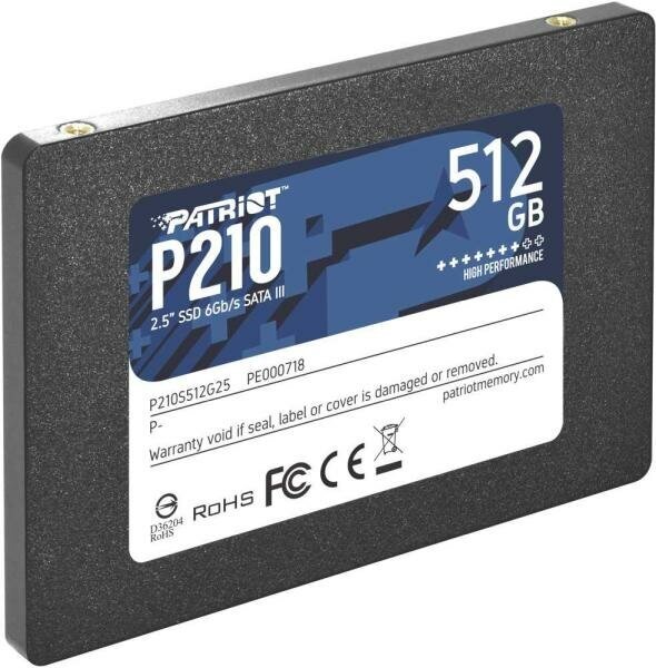Твердотельный накопитель SSD 2.5 512 Gb Patriot P210 Read 520Mb/s Write 430Mb/s 3D NAND TLC (P210S512G25)