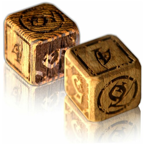 Игральные кубики (кости) Dragon Dice, 16 мм, 2 шт. / Дайсы из экзотической древесины ручной работы для DnD, для ролевых настольных игр Dungeons and Dragons, классический набор Д6, 16мм
