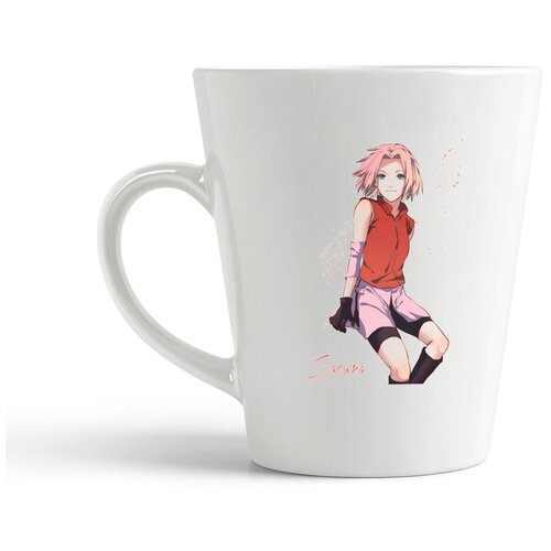 фото Кружка-латте coolpodarok аниме наруто сакура белый фон naruto sacura (девушка с короткими розовыми волосами)