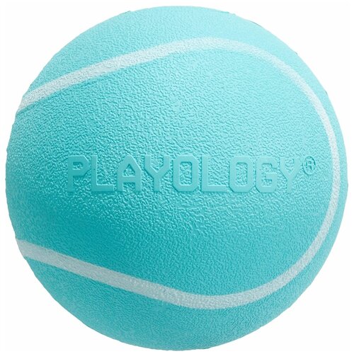 Playology хрустящий жевательный мяч SQUEAKY CHEW BALL 6 см с пищалкой и с ароматом арахиса, голубой