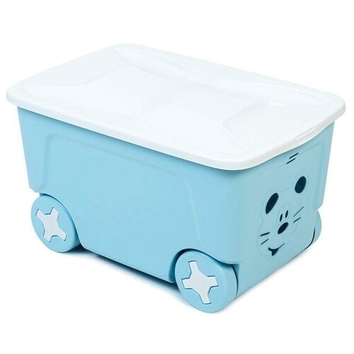 фото Детский ящик для игрушек cool на колесах 50 литров, цвет голубой mikimarket