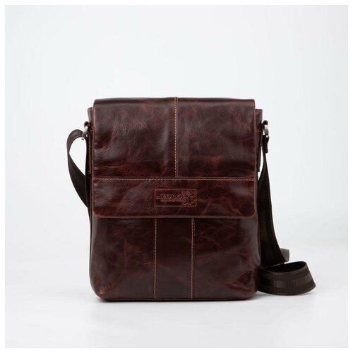 фото Планшет мужской, отдел на молнии, 3 наружных кармана, длинный ремень, цвет коньяк нет бренда