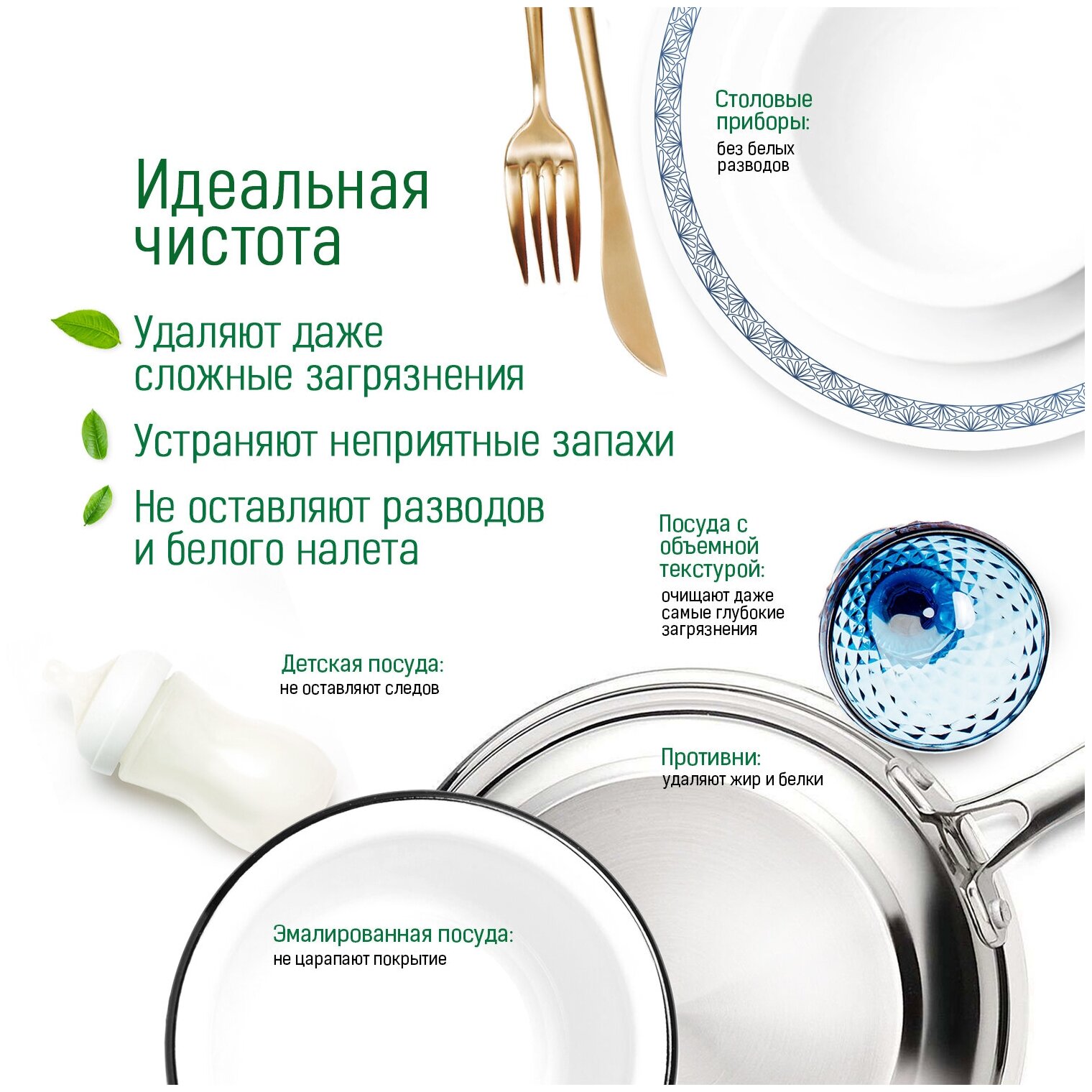 Таблетки для посудомоечных машин EcoPlanet без фосфатов, хлора и отдушек - 100 шт - фотография № 2