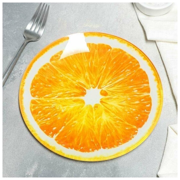 Тарелка обеденная Доляна "Сочный апельсин", d-20 см, цвет оранжевый