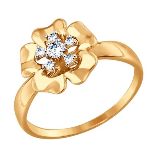 фото Золотое кольцо sokolov 017477 с фианитом diamant-online