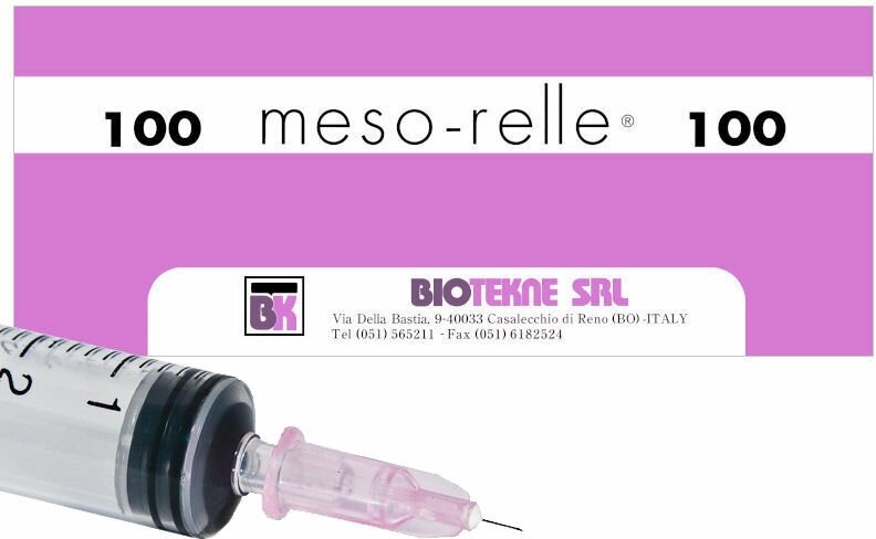 Иглы медицинские стерильные одноразовые для мезотерапии Meso-relle (32G (0,23х4 мм), 100 шт, Luer)