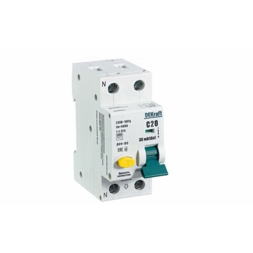 Автоматический выключатель дифференциального тока АВДТ 1Р+N 20А 30мА тип AC х-ка С ДИФ-103 6кА