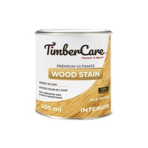 Тонирующее масло для дерева высокой прочности TimberCare Wood Stain, быстросохнущие масла для дерева и мебели, пропитка для дерева для внутренних работ, тонирующая морилка для мебели Шелковистый клен Silk Mapple 0,2л