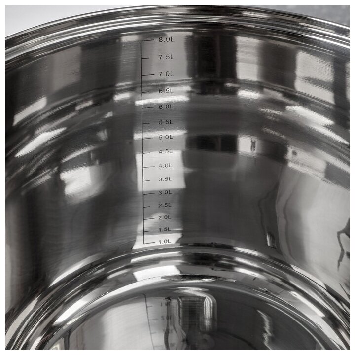 Кастрюля из нержавеющей стали для всех типов плит Magistro "Grande", стеклянная крышка, капсульное дно, 8,9 л - фотография № 4