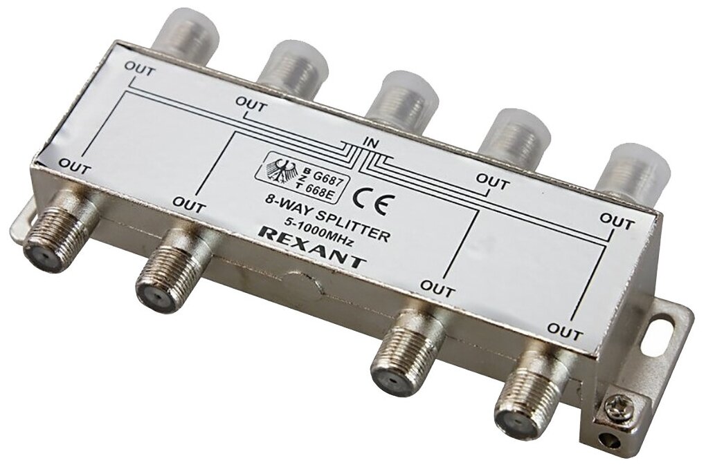 Сплиттер антенный REXANT , F-TV(f) - серебристый, пакет - фото №2