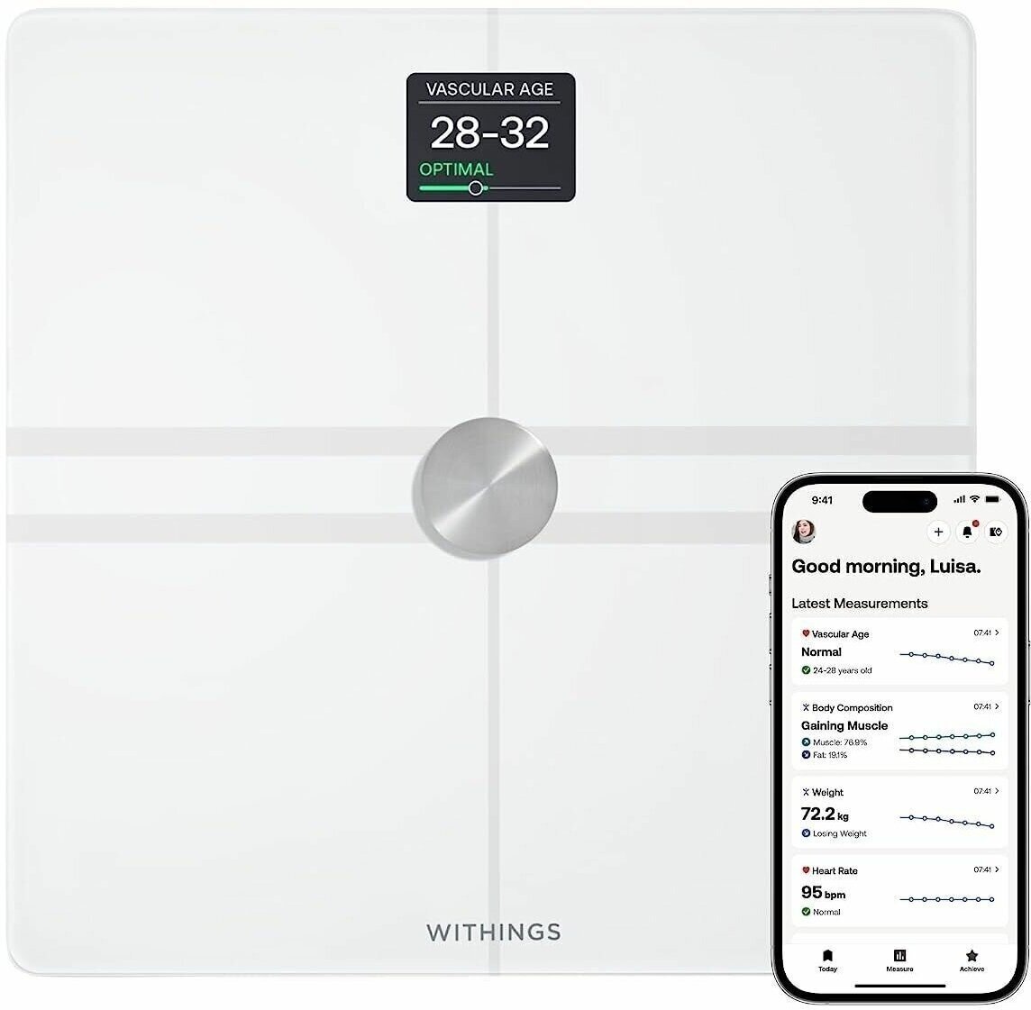 Умные весы WITHINGS Body Comp для измерения массы и полного анализа тела (Белые) - фотография № 4