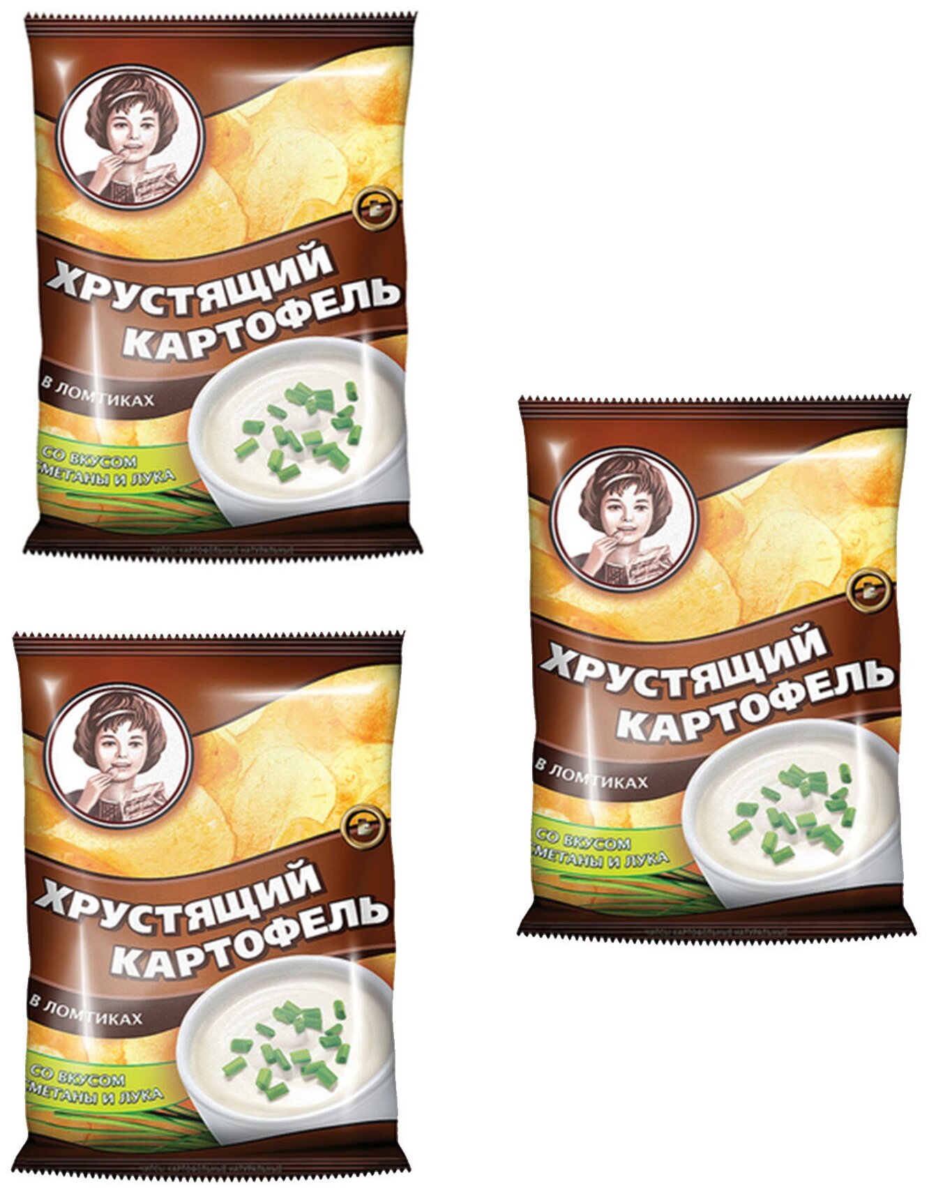 Хрустящий картофель, чипсы со вкусом сметаны и лука, произведены из свежего картофеля, 70 г