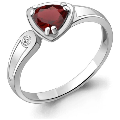 фото Серебряное кольцо aquamarine а6928203а с фианитом и гранатом diamant-online