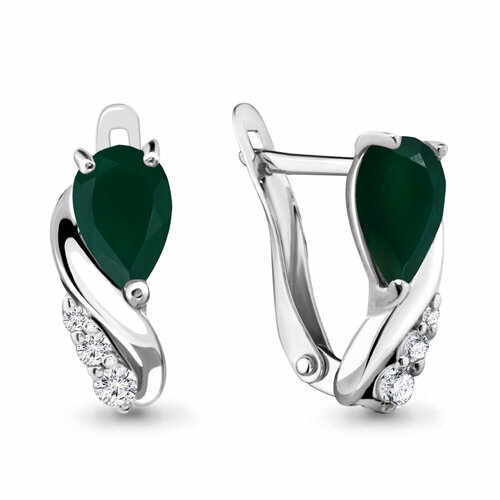 Серьги Яхонт 142695, серебро, 925 проба, фианит, агат