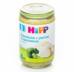 Пюре HiPP брокколи, рис, кролик с 8 месяцев Био 190г, Россия