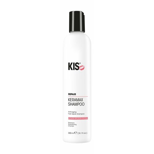 KIS KeraMax Shampoo Шампунь профессиональный для поврежденныхи волос восстанавливающий, 300 мл профессиональный кератиновый восстанавливающий шампунь для поврежденных окрашенных и химически завитых волос kis keramax shampoo 1000 мл