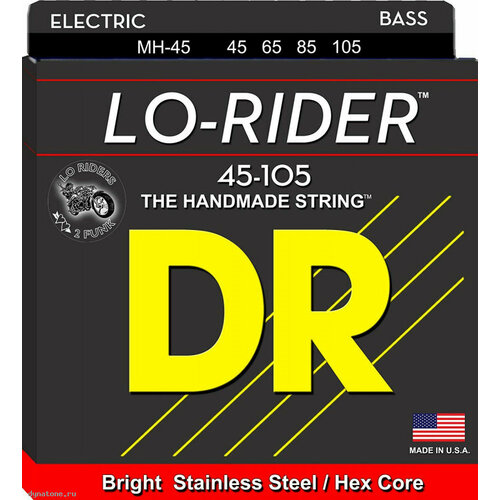 DR MH-45 серия Lo-Rider для бас-гитары, нержавеющая сталь, Medium (45-105) dr strings mh 45 lo rider струны для бас гитары