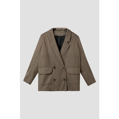 Пиджак DNK, силуэт свободный, размер OverSize, коричневый