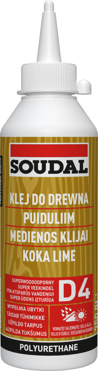 Суперводостойкий (класс водостойкости D4) полиуретановый клей для дерева Soudal 66A, 750 гр.