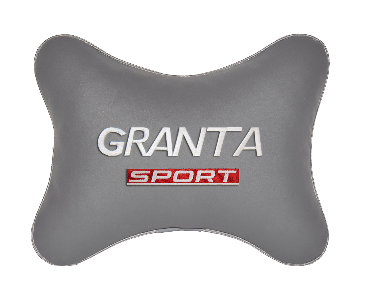 Подушка на подголовник экокожа L.Grey с логотипом автомобиля LADA GRANTA SPORT