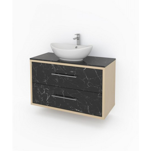 Бруклин - Тумба подвесная 100 под накладной умывальник Черный мрамор (970X570X450)