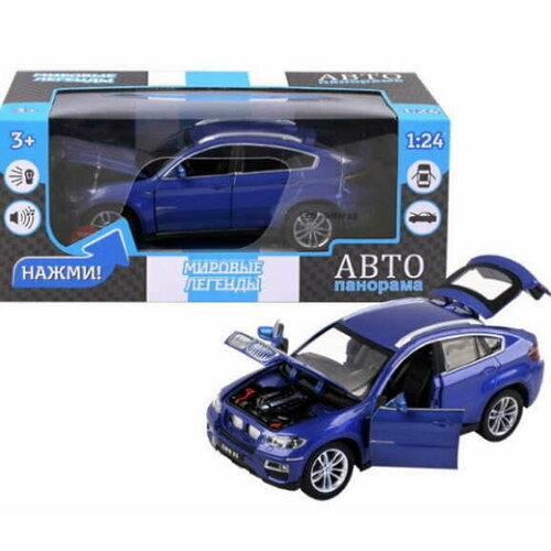 Машинка металл, 1:26 BMW X6, синий, свободный ход колес