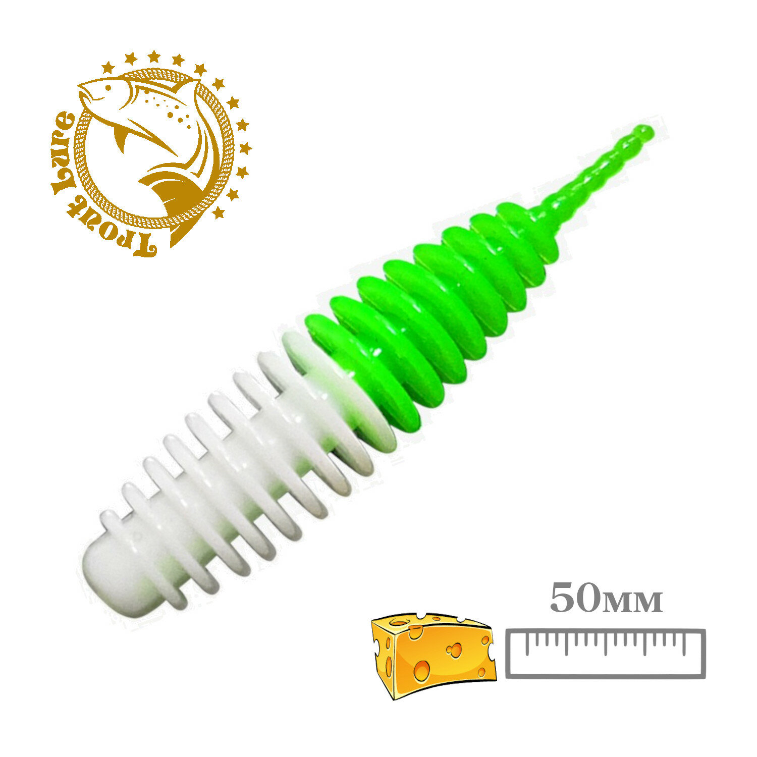 Силикон TROUT LURE (SANSAN) в банке PLAMP 50 СЫР COL. 15 (White-Green) (12шт)