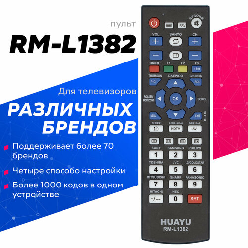 Универсальный пульт Huayu RM-L1382 для телевизоров различных брендов универсальный пульт ihandy crc707v для телевизоров различных брендов