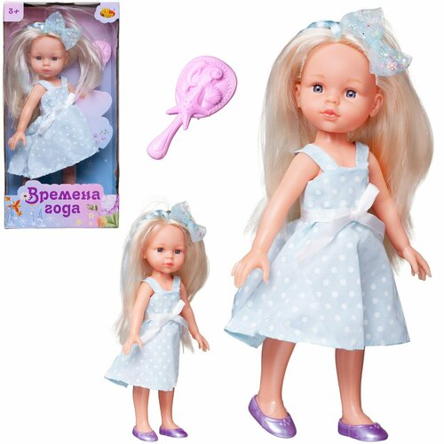 Кукла ABtoys Времена года 32 см в голубом сарафане в белый горошек 1236₽
