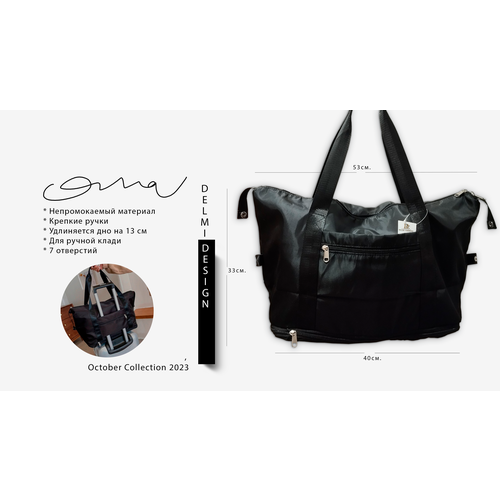 фото Сумка дорожная , 33х53х45 см, ручная кладь, черный delmi