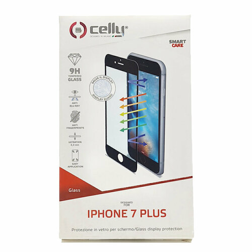 Стекло защитное Celly Full Glass Anti Blue-ray на Apple iPhone 7 Plus/Apple iPhone 8 Plus / Черная рамка