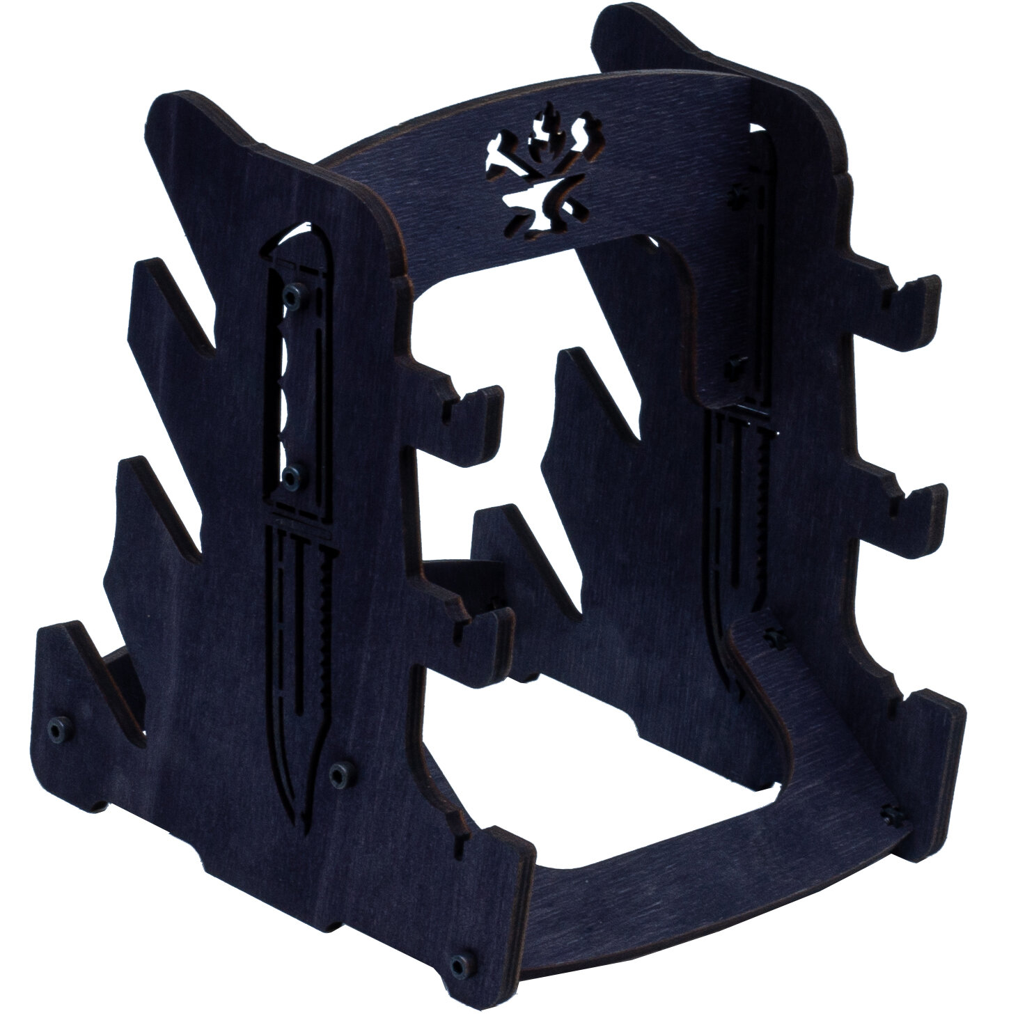 Изображение Стойка для коллекционных ножей. 3 слота с ячейками для ножен. Черная.