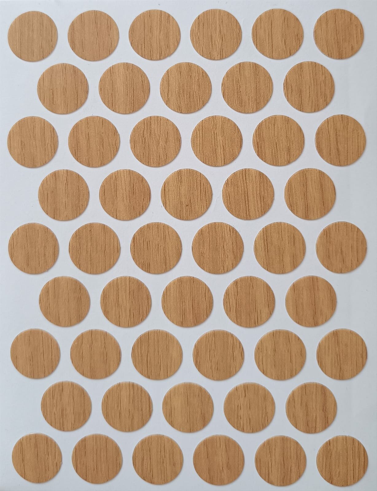 Заглушка мебельная самоклеящаяся цвет дуб D 18мм (3 листа)