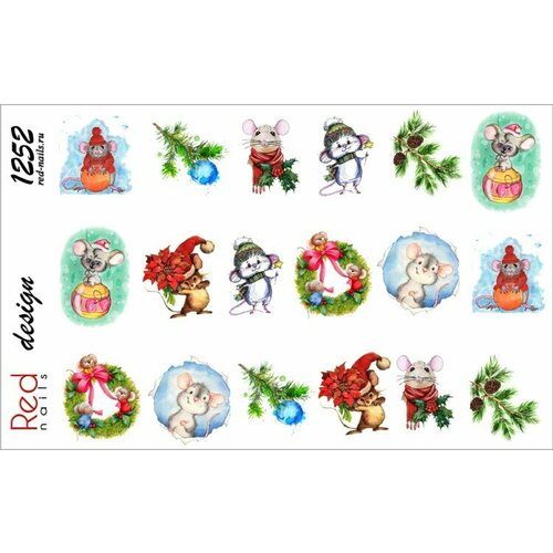 Слайдер-дизайн Red Nails №1252 - Новогодние мышки