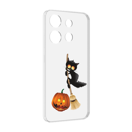 Чехол MyPads хэлуинский котик для Infinix Smart 7 задняя-панель-накладка-бампер чехол mypads хэлуинский котик для infinix hot 20 5g задняя панель накладка бампер
