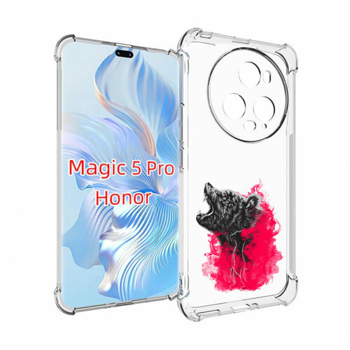 Чехол MyPads медведь в дымке для Honor Magic 5 Pro задняя-панель-накладка-бампер