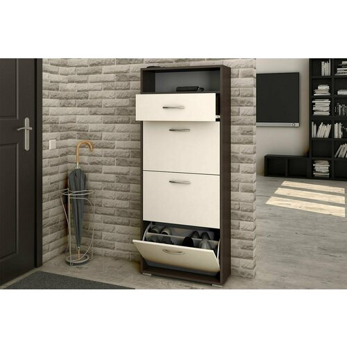 Обувница Мира 3.2 60х29х147 венге цаво, белый