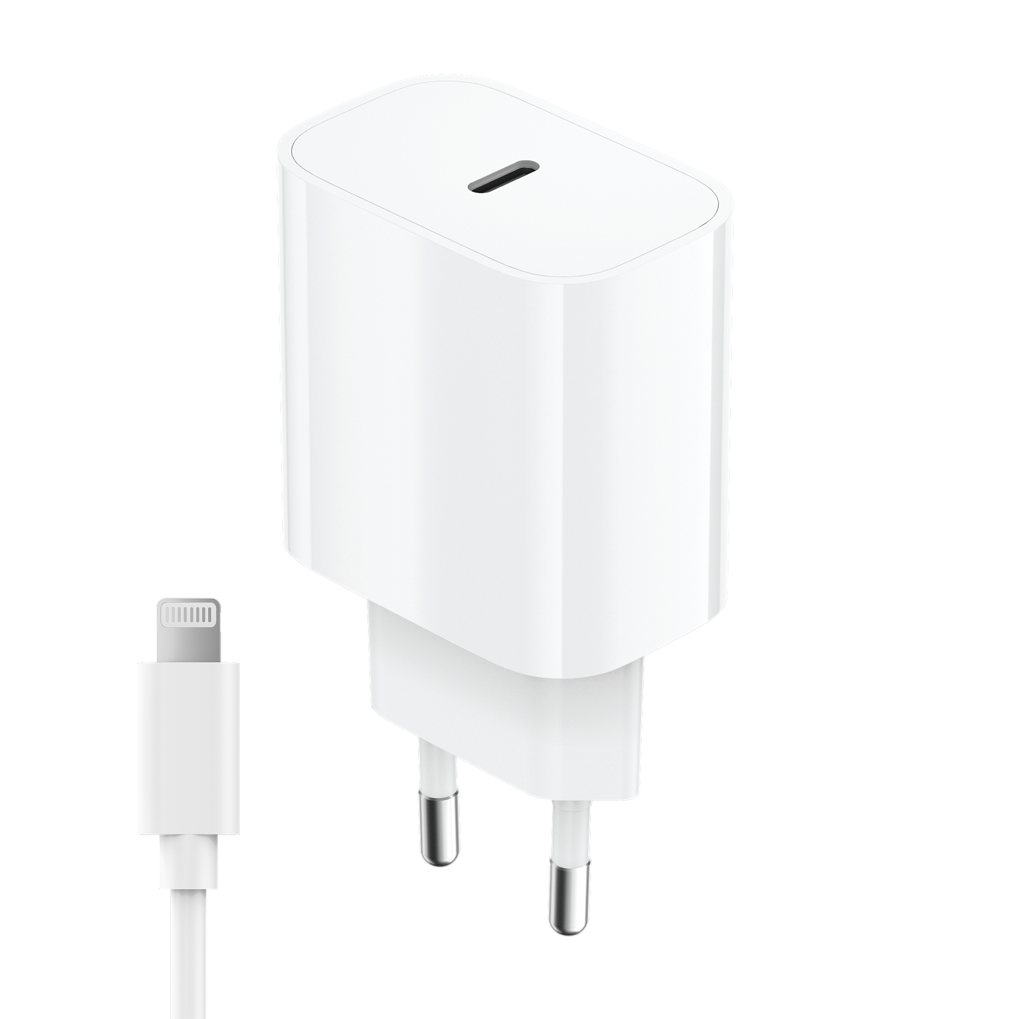 Сетевое зарядное устройство OLMIO 20W, Type-C, PD, +8-pin cable, white - фото №5