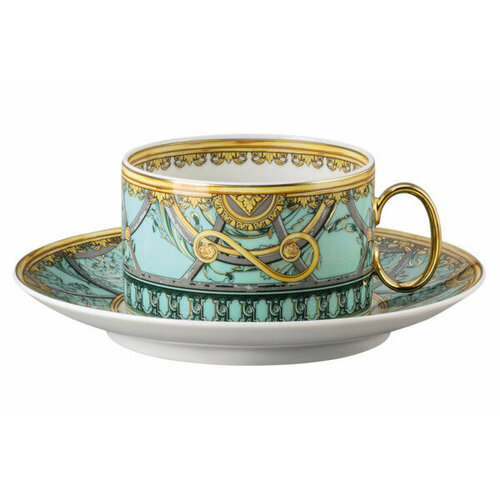 Чашка чайная с блюдцем Rosenthal Versace Ла Скала 200 мл, фарфор, зеленая