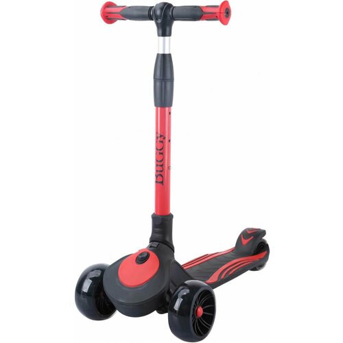 фото Самокат детский кикборд buggy 2022 колёса светящиеся 120 мм/ 90 мм tech team 276397 чёрный/красный techteam