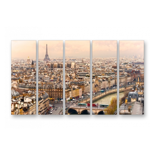 Модульная картина на холсте | Diva Kartina | Город. Франция Париж с высоты птичьего полета | 90X54 см