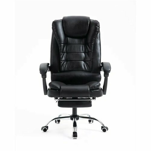Кресло руководителя с массажем и подставкой для ног черное