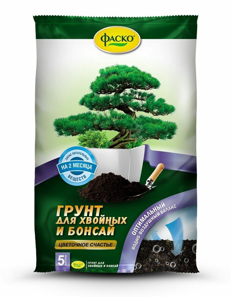 В заказе: 5 уп / Грунт для хвойных и бонсай 5л Цветочное счастье Фаско