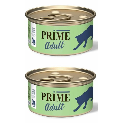 PRIME консервы для кошек Adult тунец с кальмаром в собственном соку 70 г, 2 шт. prime prime консервы для кошек тунец с кальмаром в собственном соку 70 г