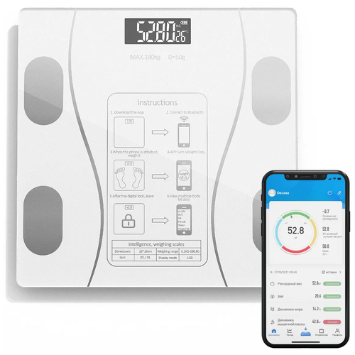 Напольные умные весы c bmi, электронные напольные весы для Xiaomi, iPhone, Android, белые